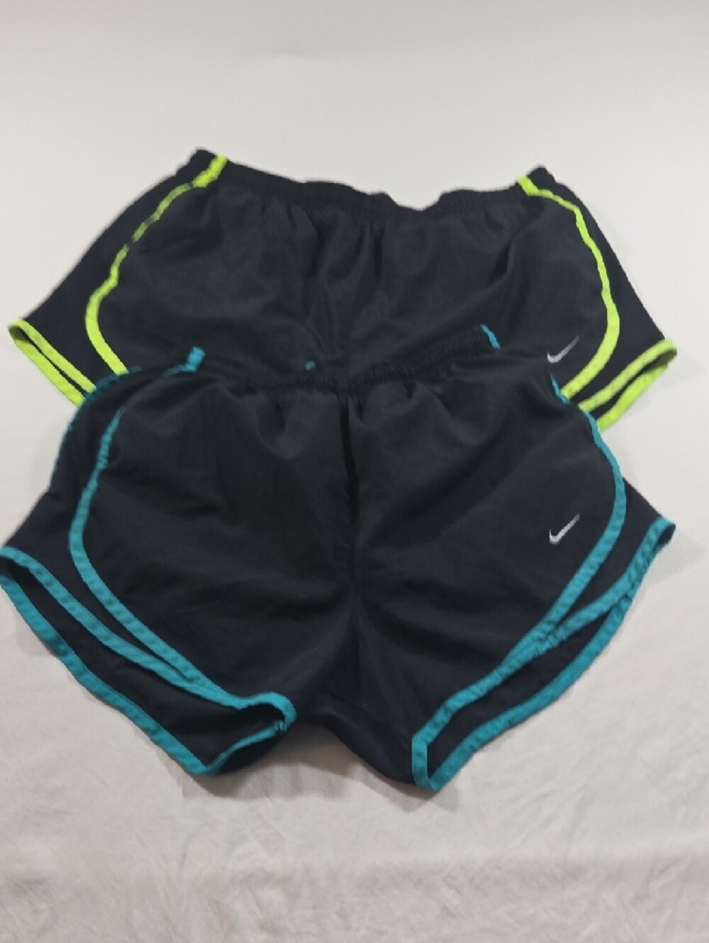 Bundle Nike Women's Black Athletic Shorts with Teal and Neon Yellow Trim - Picture 4 of 8